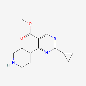 molecular formula C14H19N3O2 B11803030 Methyl 2-cyclopropyl-4-(piperidin-4-yl)pyrimidine-5-carboxylate 