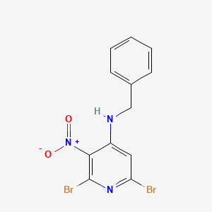 molecular formula C12H9Br2N3O2 B11803113 N-Benzyl-2,6-dibromo-3-nitropyridin-4-amine 