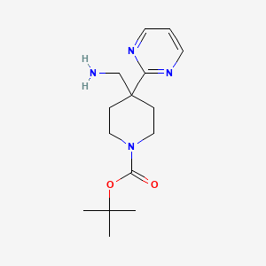 molecular formula C15H24N4O2 B11803150 Tert-butyl 4-(aminomethyl)-4-(pyrimidin-2-yl)piperidine-1-carboxylate 