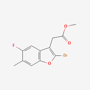 molecular formula C12H10BrFO3 B11803188 Methyl 2-(2-bromo-5-fluoro-6-methylbenzofuran-3-yl)acetate 
