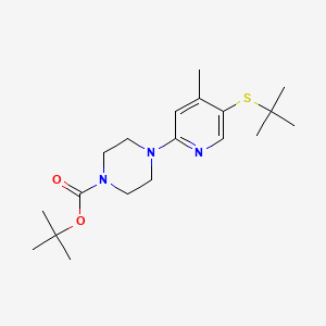 molecular formula C19H31N3O2S B11803277 tert-Butyl 4-(5-(tert-butylthio)-4-methylpyridin-2-yl)piperazine-1-carboxylate 