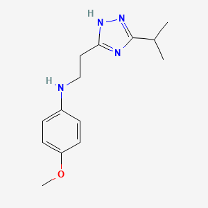 molecular formula C14H20N4O B11803314 N-(2-(5-Isopropyl-1H-1,2,4-triazol-3-yl)ethyl)-4-methoxyaniline 