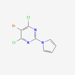 molecular formula C8H4BrCl2N3 B11803362 5-Bromo-4,6-dichloro-2-(1H-pyrrol-1-yl)pyrimidine 