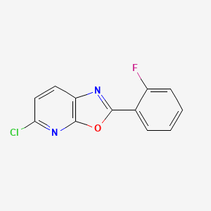 molecular formula C12H6ClFN2O B11803459 5-Chloro-2-(2-fluorophenyl)oxazolo[5,4-B]pyridine 