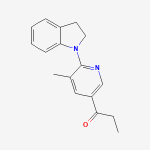 molecular formula C17H18N2O B11803578 1-(6-(Indolin-1-yl)-5-methylpyridin-3-yl)propan-1-one 