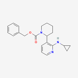 molecular formula C21H25N3O2 B11803595 Benzyl 2-(2-(cyclopropylamino)pyridin-3-yl)piperidine-1-carboxylate 