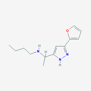 molecular formula C13H19N3O B11803596 N-(1-(5-(Furan-2-yl)-1H-pyrazol-3-yl)ethyl)butan-1-amine 