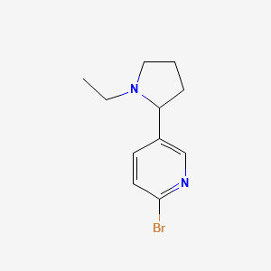 molecular formula C11H15BrN2 B11803751 2-Bromo-5-(1-ethylpyrrolidin-2-yl)pyridine 