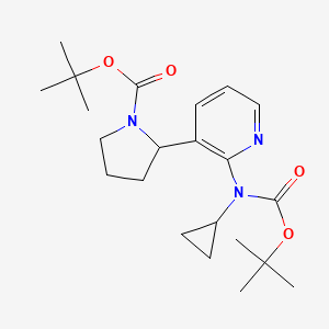 molecular formula C22H33N3O4 B11803805 tert-Butyl 2-(2-((tert-butoxycarbonyl)(cyclopropyl)amino)pyridin-3-yl)pyrrolidine-1-carboxylate 