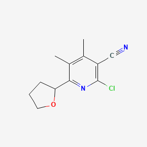 molecular formula C12H13ClN2O B11803832 2-Chloro-4,5-dimethyl-6-(tetrahydrofuran-2-yl)nicotinonitrile 