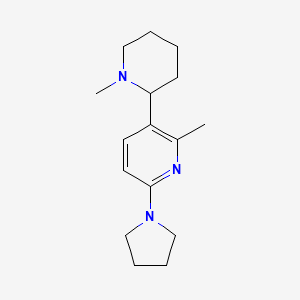 molecular formula C16H25N3 B11803842 2-Methyl-3-(1-methylpiperidin-2-yl)-6-(pyrrolidin-1-yl)pyridine 
