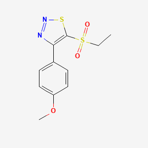 molecular formula C11H12N2O3S2 B11803863 5-(Ethylsulfonyl)-4-(4-methoxyphenyl)-1,2,3-thiadiazole 