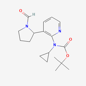 molecular formula C18H25N3O3 B11803874 tert-Butyl cyclopropyl(3-(1-formylpyrrolidin-2-yl)pyridin-2-yl)carbamate 
