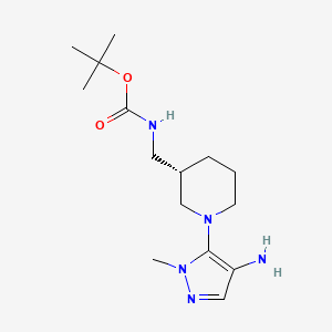 molecular formula C15H27N5O2 B11803918 (S)-tert-Butyl ((1-(4-amino-1-methyl-1H-pyrazol-5-yl)piperidin-3-yl)methyl)carbamate 