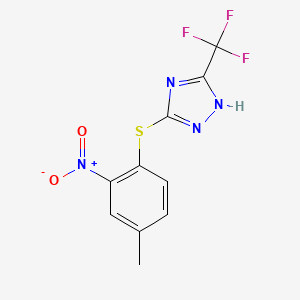 molecular formula C10H7F3N4O2S B11803920 3-((4-Methyl-2-nitrophenyl)thio)-5-(trifluoromethyl)-4H-1,2,4-triazole 