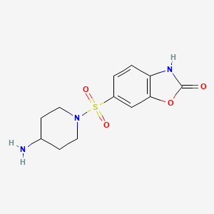 molecular formula C12H15N3O4S B11803977 6-((4-Aminopiperidin-1-yl)sulfonyl)benzo[d]oxazol-2(3H)-one 