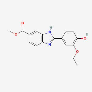 molecular formula C17H16N2O4 B11804124 Methyl 2-(3-ethoxy-4-hydroxyphenyl)-1H-benzo[d]imidazole-6-carboxylate 