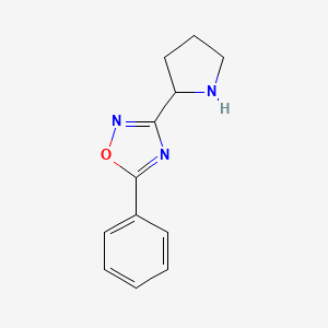 molecular formula C12H13N3O B11804206 5-Phenyl-3-(pyrrolidin-2-yl)-1,2,4-oxadiazole 