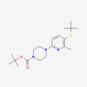 molecular formula C19H31N3O2S B11804236 tert-Butyl 4-(5-(tert-butylthio)-6-methylpyridin-2-yl)piperazine-1-carboxylate 