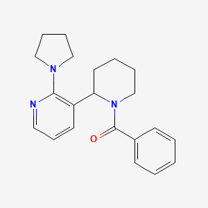 molecular formula C21H25N3O B11804244 Phenyl(2-(2-(pyrrolidin-1-yl)pyridin-3-yl)piperidin-1-yl)methanone 