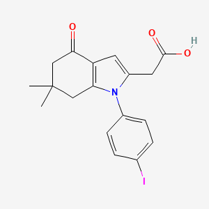 molecular formula C18H18INO3 B11804303 2-(1-(4-Iodophenyl)-6,6-dimethyl-4-oxo-4,5,6,7-tetrahydro-1H-indol-2-yl)acetic acid 