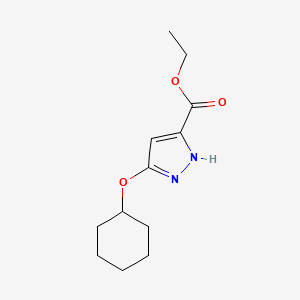 molecular formula C12H18N2O3 B11804314 Ethyl 5-(cyclohexyloxy)-1H-pyrazole-3-carboxylate 