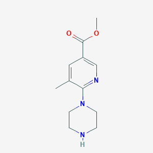 molecular formula C12H17N3O2 B11804340 Methyl 5-methyl-6-(piperazin-1-yl)nicotinate 