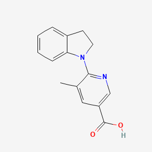molecular formula C15H14N2O2 B11804415 6-(Indolin-1-yl)-5-methylnicotinic acid 