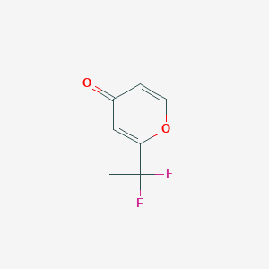 molecular formula C7H6F2O2 B11804434 2-(1,1-Difluoroethyl)-4H-pyran-4-one 