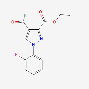 molecular formula C13H11FN2O3 B11804442 Ethyl 1-(2-fluorophenyl)-4-formyl-1H-pyrazole-3-carboxylate 