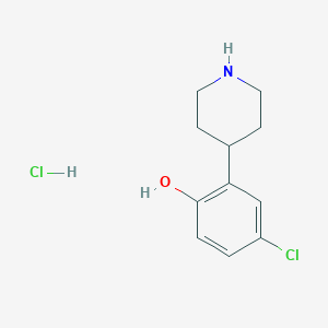 molecular formula C11H15Cl2NO B11804621 4-Chloro-2-(piperidin-4-yl)phenol hydrochloride 