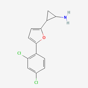 molecular formula C13H11Cl2NO B11804645 2-(5-(2,4-Dichlorophenyl)furan-2-yl)cyclopropanamine 