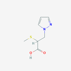molecular formula C7H10N2O2S B11804649 2-(Methylthio)-3-(1H-pyrazol-1-yl)propanoic acid 