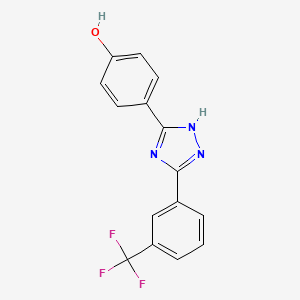 molecular formula C15H10F3N3O B11804697 4-(5-(3-(Trifluoromethyl)phenyl)-1H-1,2,4-triazol-3-yl)phenol 