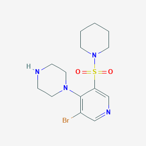 molecular formula C14H21BrN4O2S B11804753 1-(3-Bromo-5-(piperidin-1-ylsulfonyl)pyridin-4-yl)piperazine 