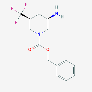 molecular formula C14H17F3N2O2 B11804940 cis-Benzyl3-amino-5-(trifluoromethyl)piperidine-1-carboxylate 