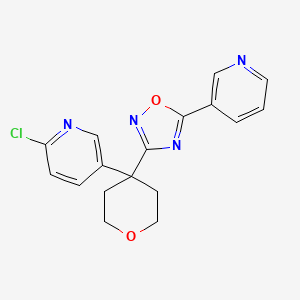 molecular formula C17H15ClN4O2 B11804993 3-(4-(6-Chloropyridin-3-yl)tetrahydro-2H-pyran-4-yl)-5-(pyridin-3-yl)-1,2,4-oxadiazole 