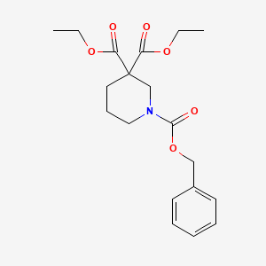 molecular formula C19H25NO6 B11805193 Diethyl 1-Cbz-piperidine-3,3-dicarboxylate 