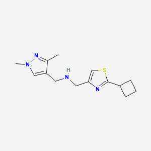 molecular formula C14H20N4S B11805213 1-(2-Cyclobutylthiazol-4-yl)-N-((1,3-dimethyl-1H-pyrazol-4-yl)methyl)methanamine 