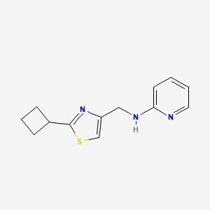 molecular formula C13H15N3S B11805315 N-((2-Cyclobutylthiazol-4-yl)methyl)pyridin-2-amine 