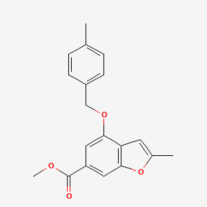 molecular formula C19H18O4 B11805319 Methyl 2-methyl-4-((4-methylbenzyl)oxy)benzofuran-6-carboxylate 