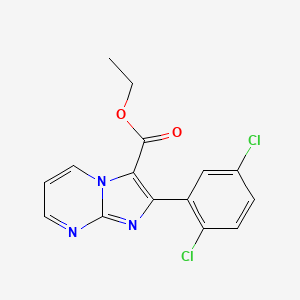 molecular formula C15H11Cl2N3O2 B11805363 Ethyl 2-(2,5-dichlorophenyl)imidazo[1,2-A]pyrimidine-3-carboxylate 