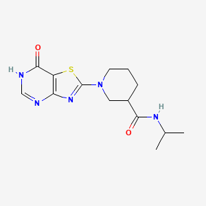 molecular formula C14H19N5O2S B11805389 N-Isopropyl-1-(7-oxo-6,7-dihydrothiazolo[4,5-d]pyrimidin-2-yl)piperidine-3-carboxamide 