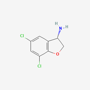 molecular formula C8H7Cl2NO B11805503 (3S)-5,7-Dichloro-2,3-dihydro-1-benzofuran-3-amine 