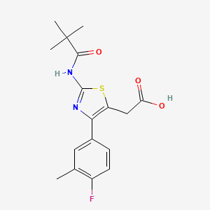 molecular formula C17H19FN2O3S B11805553 2-(4-(4-Fluoro-3-methylphenyl)-2-pivalamidothiazol-5-yl)acetic acid 
