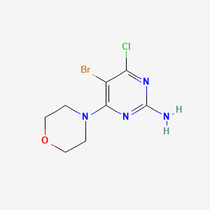 molecular formula C8H10BrClN4O B11805585 5-Bromo-4-chloro-6-morpholinopyrimidin-2-amine 