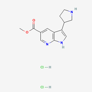 molecular formula C13H17Cl2N3O2 B11805587 Methyl 3-(pyrrolidin-3-yl)-1H-pyrrolo[2,3-b]pyridine-5-carboxylate dihydrochloride 