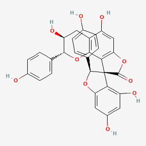 (2S,2'R,3R,3'S)-3',4,5',6-tetrahydroxy-2,2'-bis(4-hydroxyphenyl)spiro[2H-1-benzofuran-3,9'-3,4-dihydro-2H-furo[2,3-h]chromene]-8'-one