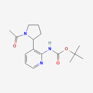 molecular formula C16H23N3O3 B11805687 tert-Butyl (3-(1-acetylpyrrolidin-2-yl)pyridin-2-yl)carbamate 