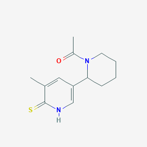 molecular formula C13H18N2OS B11805689 1-(2-(6-Mercapto-5-methylpyridin-3-yl)piperidin-1-yl)ethanone 